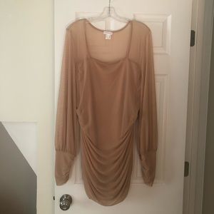 Venus beige sheer draped blouse plus size 2x (new without tags)